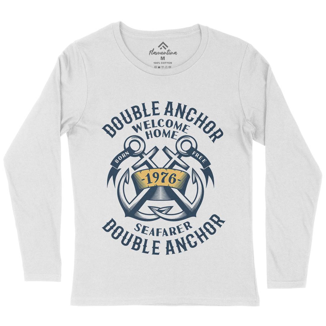 Double Anchor Womens Long Sleeve T-Shirt Navy A400