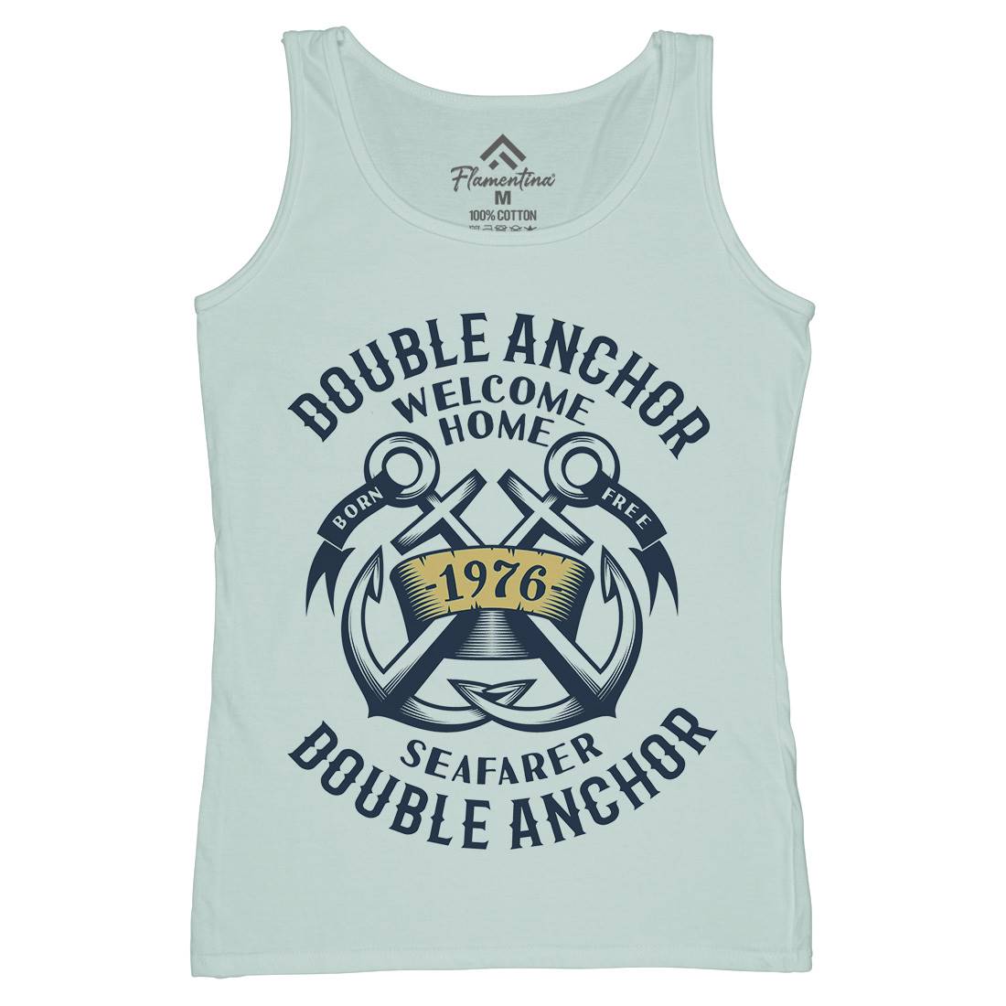 Double Anchor Womens Organic Tank Top Vest Navy A400