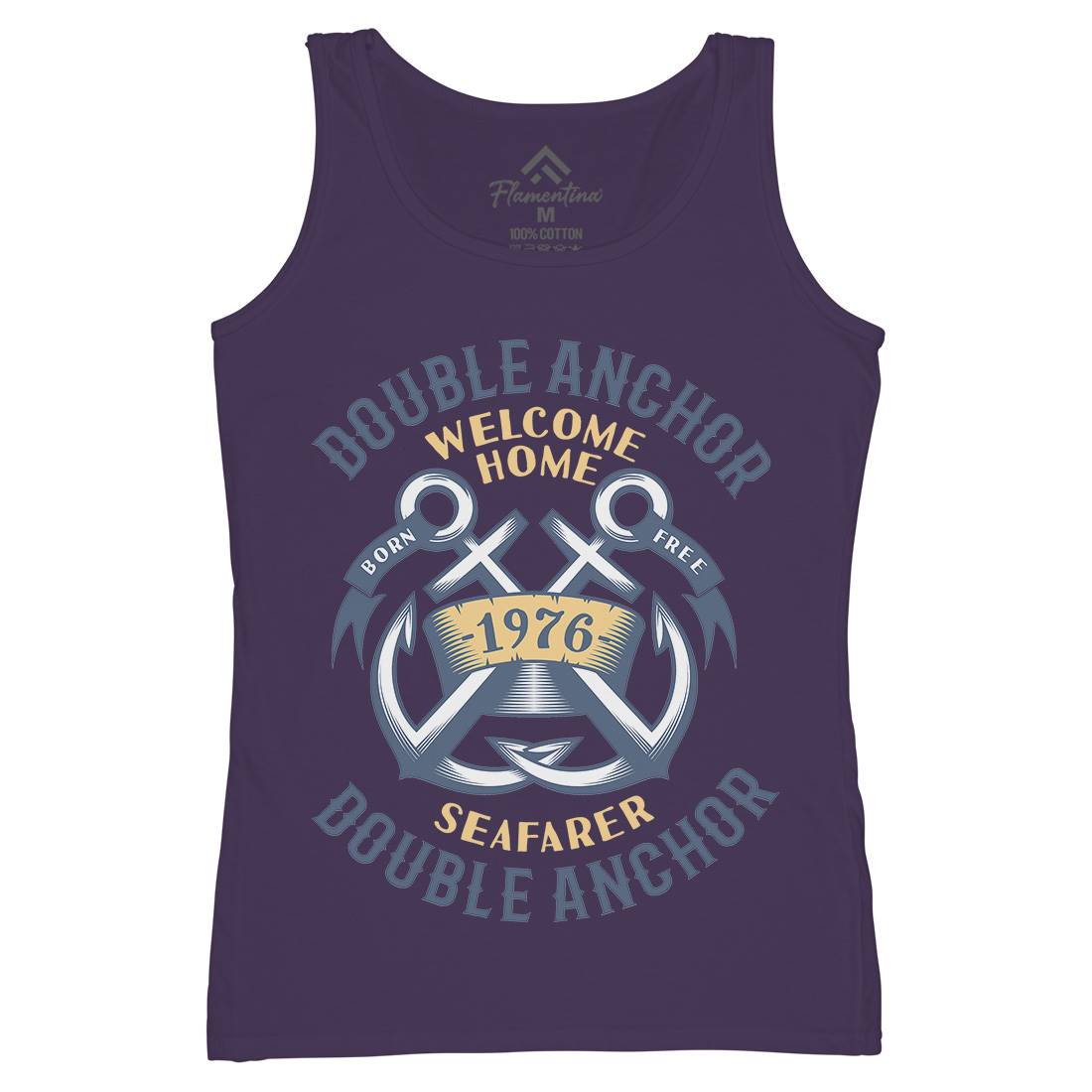 Double Anchor Womens Organic Tank Top Vest Navy A400