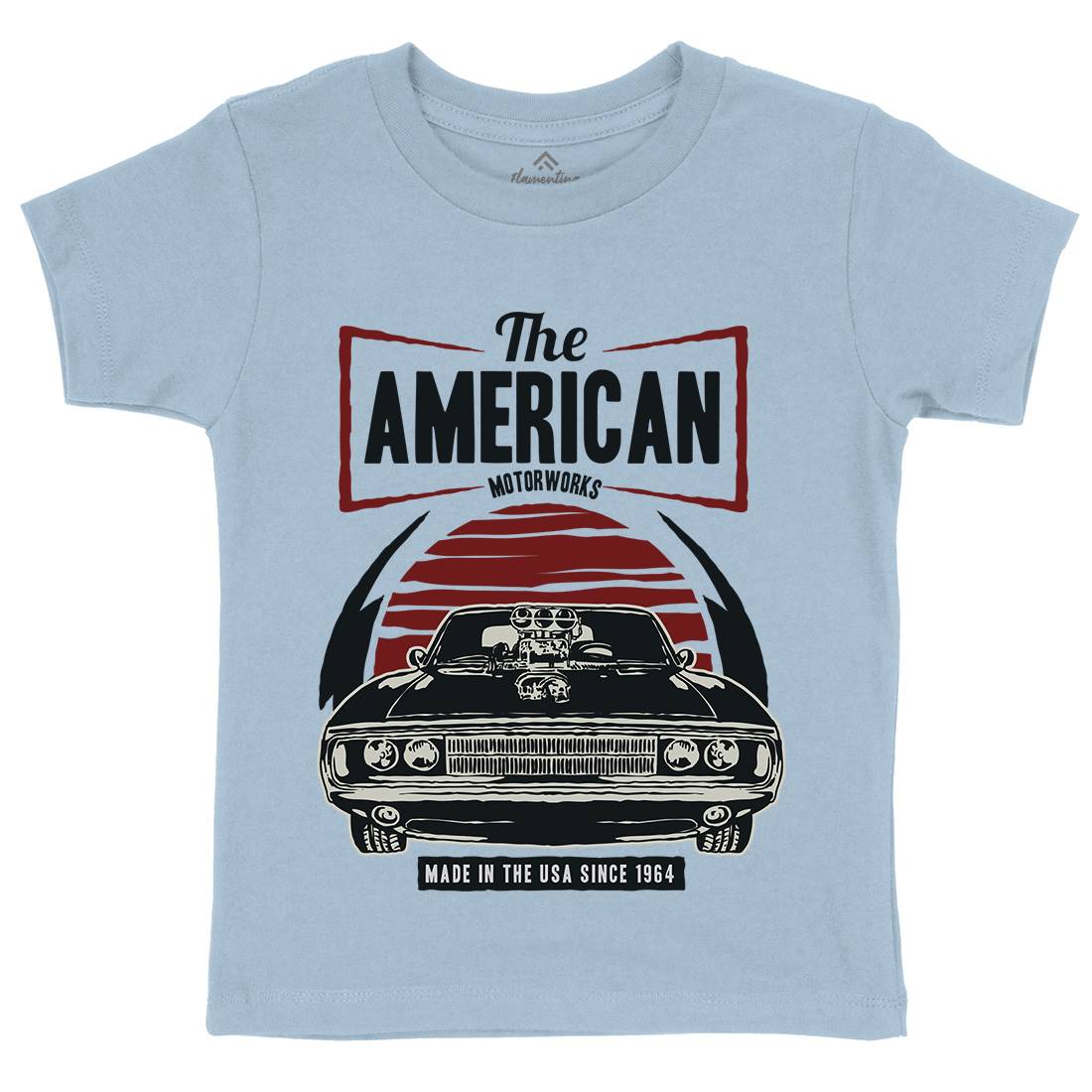 American Muscle Car Kids Organic Crew Neck T-Shirt Cars A401
