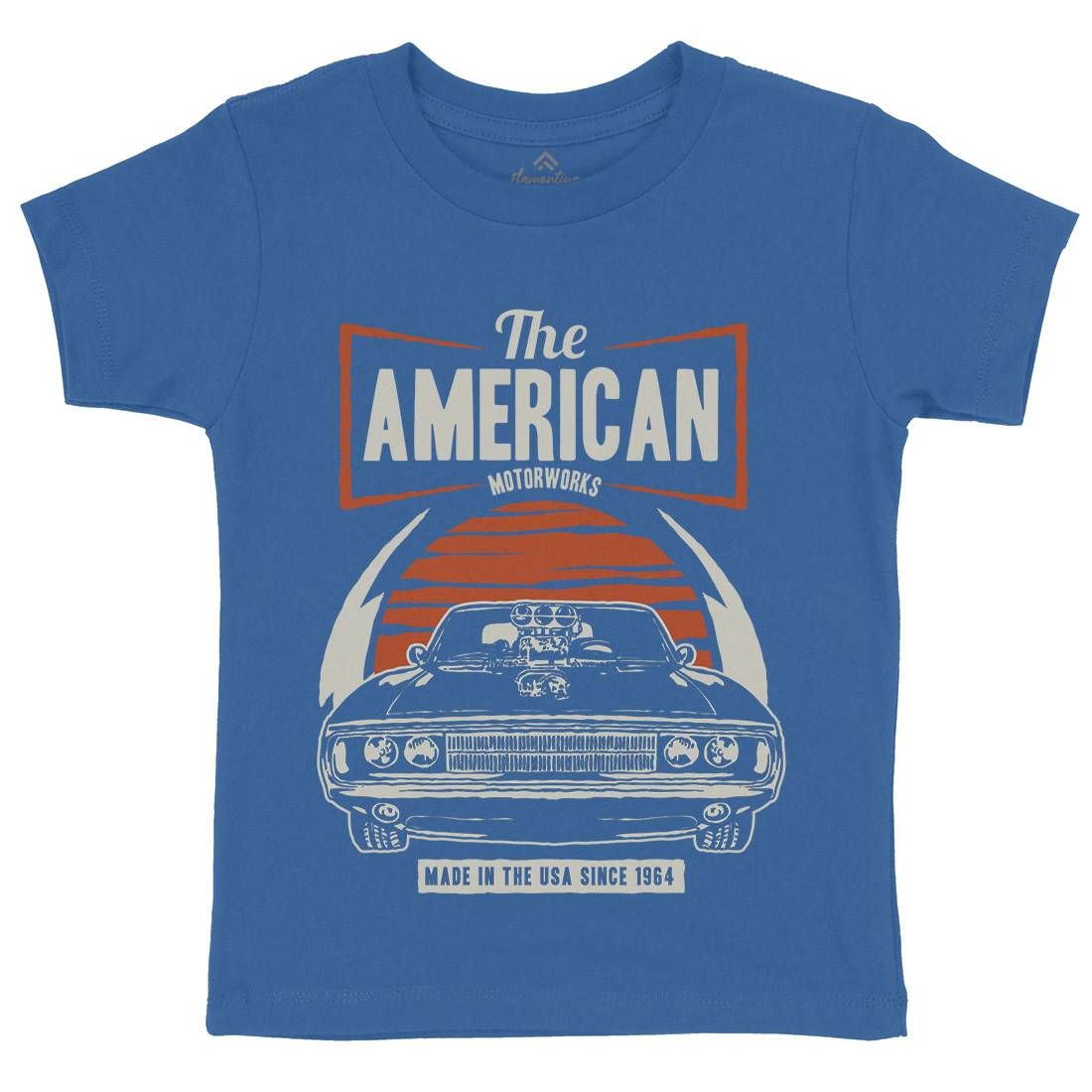 American Muscle Car Kids Organic Crew Neck T-Shirt Cars A401