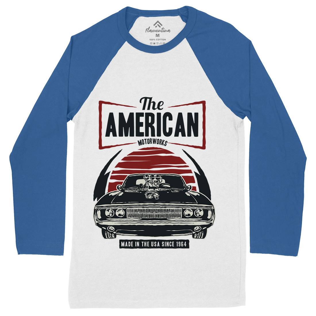 American Muscle Car Mens Long Sleeve Baseball T-Shirt Cars A401