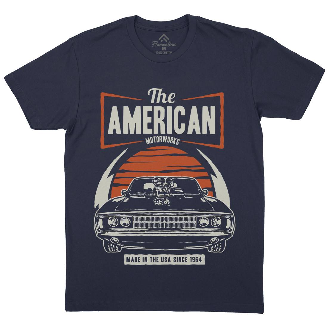 American Muscle Car Mens Organic Crew Neck T-Shirt Cars A401