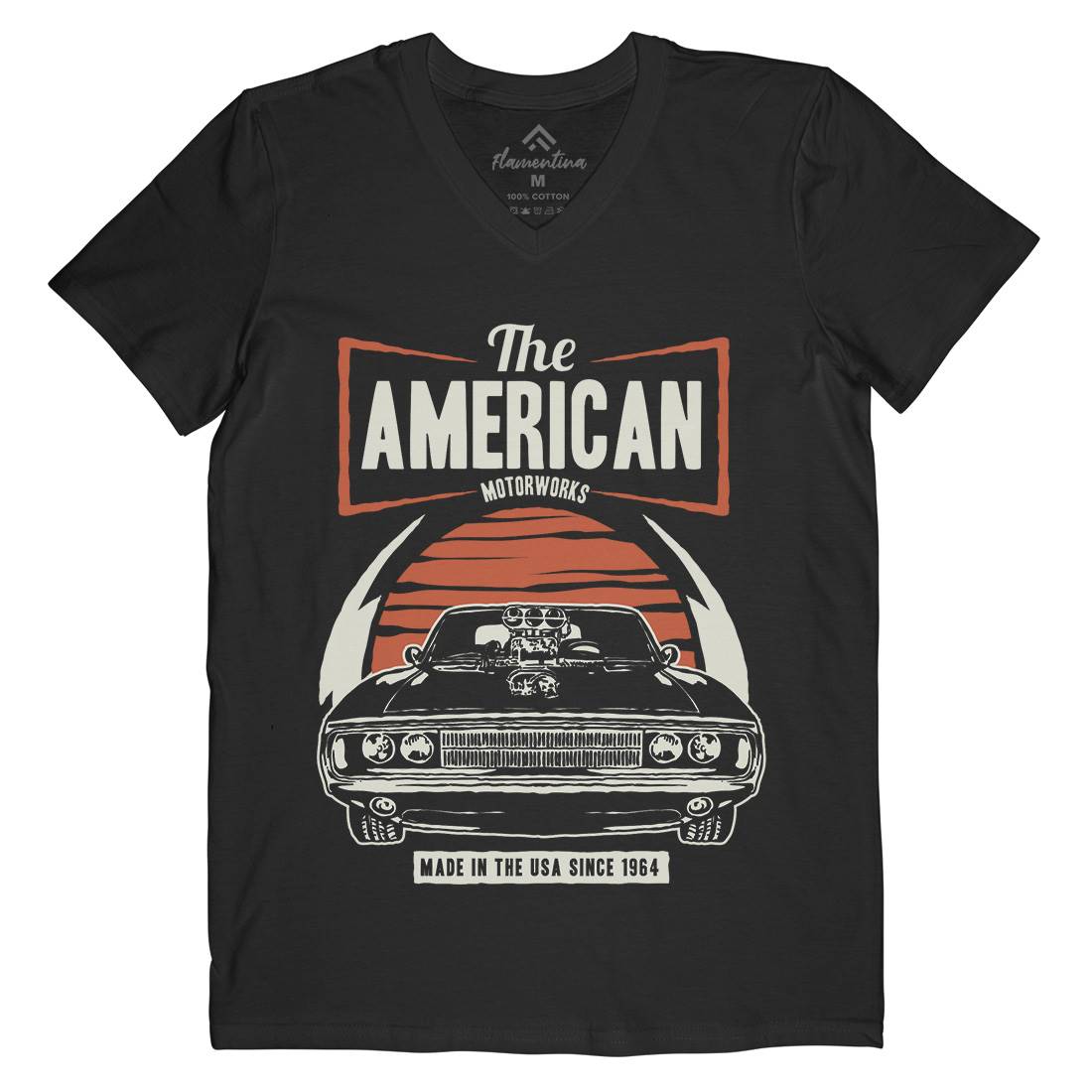 American Muscle Car Mens V-Neck T-Shirt Cars A401