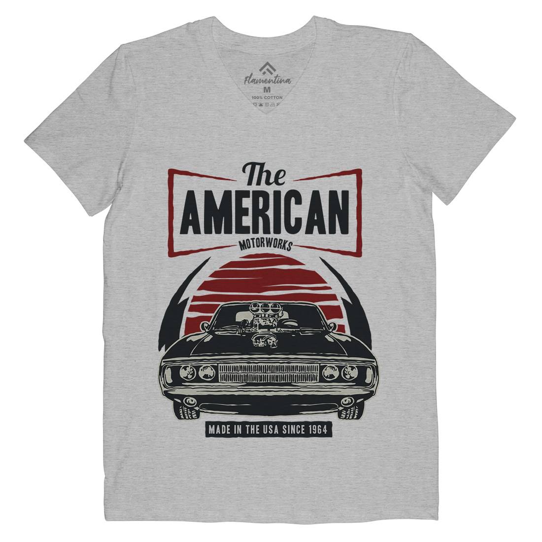 American Muscle Car Mens Organic V-Neck T-Shirt Cars A401