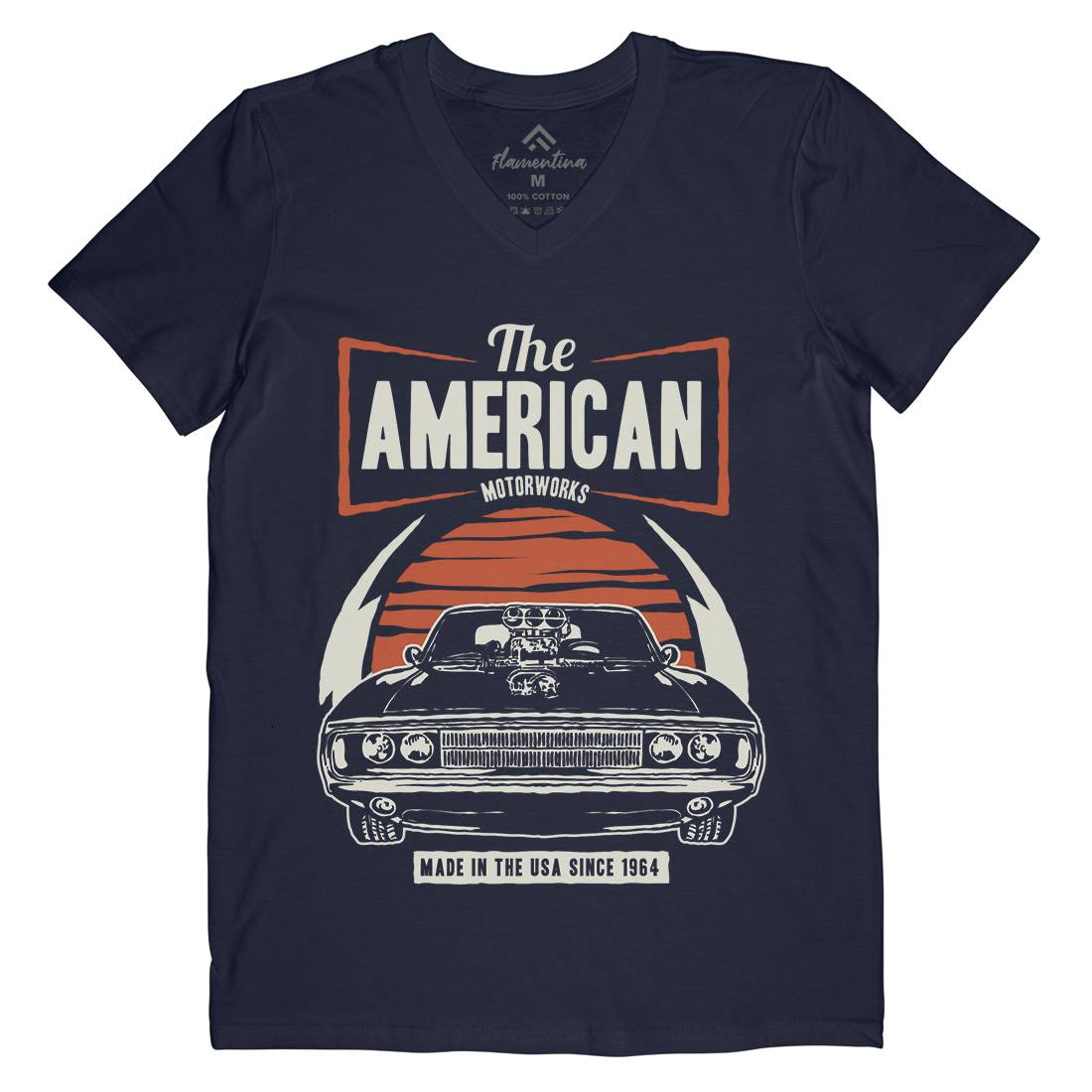 American Muscle Car Mens V-Neck T-Shirt Cars A401