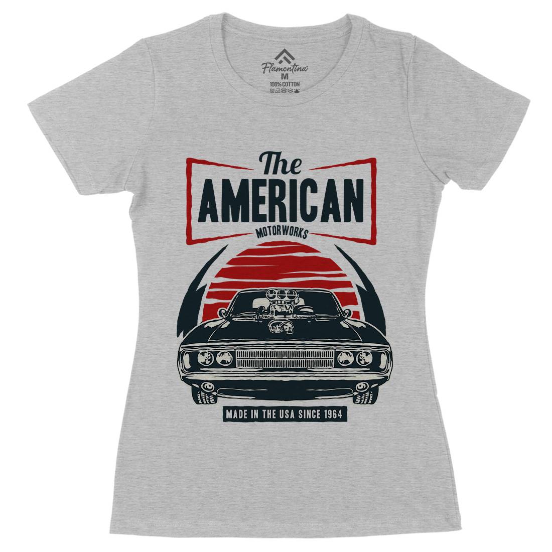 American Muscle Car Womens Organic Crew Neck T-Shirt Cars A401