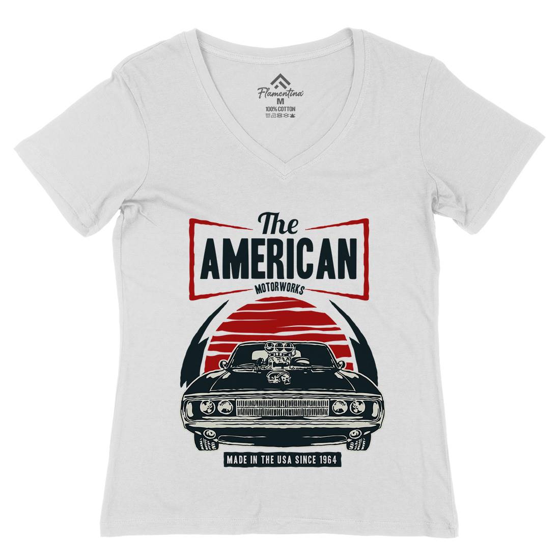 American Muscle Car Womens Organic V-Neck T-Shirt Cars A401