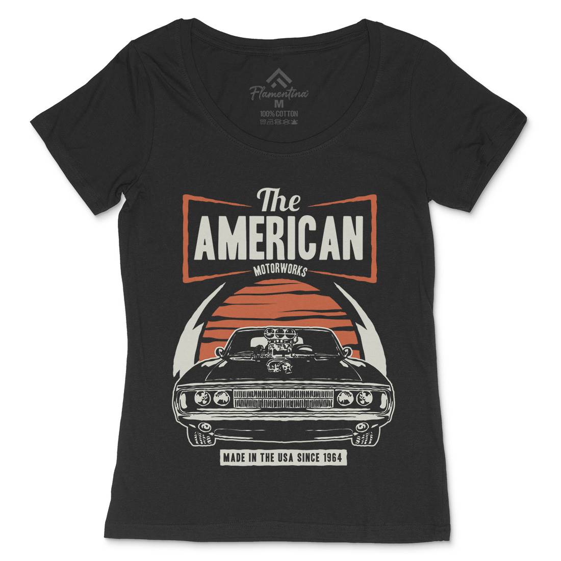 American Muscle Car Womens Scoop Neck T-Shirt Cars A401