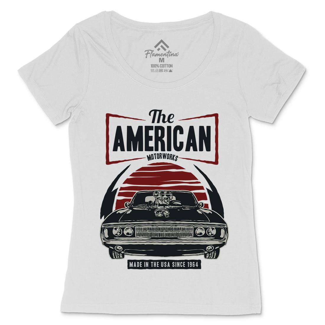 American Muscle Car Womens Scoop Neck T-Shirt Cars A401
