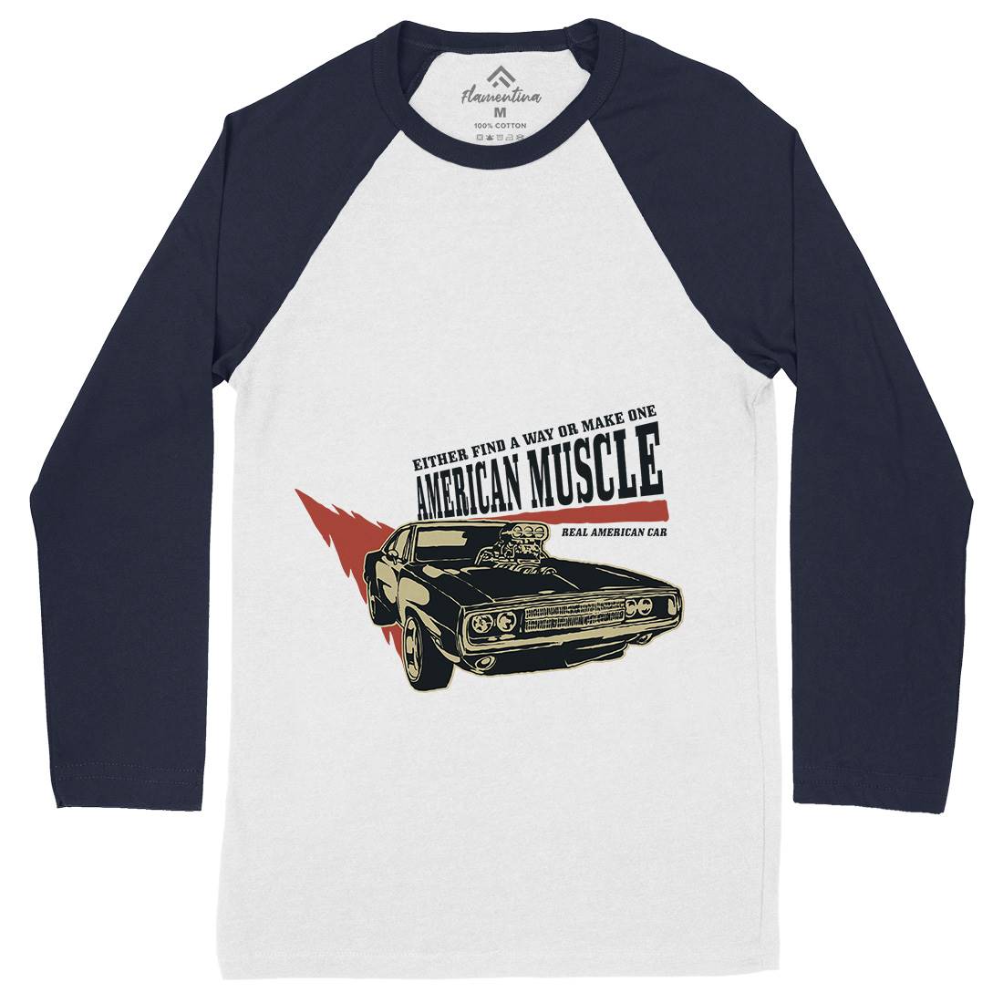 American Muscle Mens Long Sleeve Baseball T-Shirt Cars A402