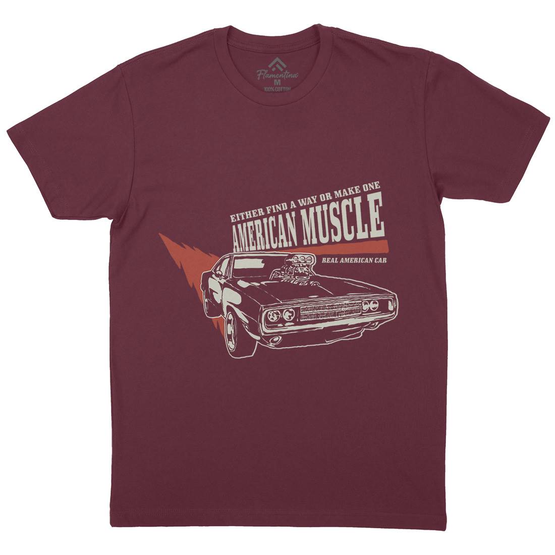 American Muscle Mens Organic Crew Neck T-Shirt Cars A402