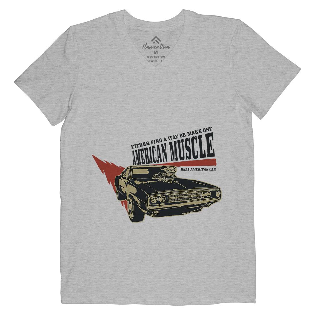 American Muscle Mens V-Neck T-Shirt Cars A402