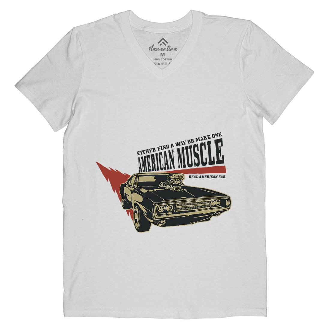 American Muscle Mens V-Neck T-Shirt Cars A402