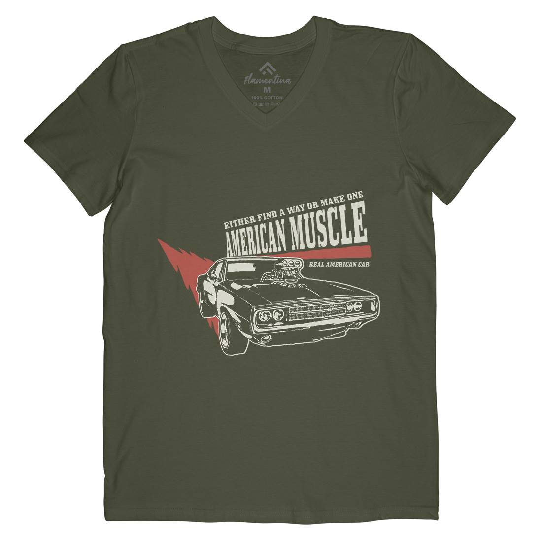 American Muscle Mens Organic V-Neck T-Shirt Cars A402