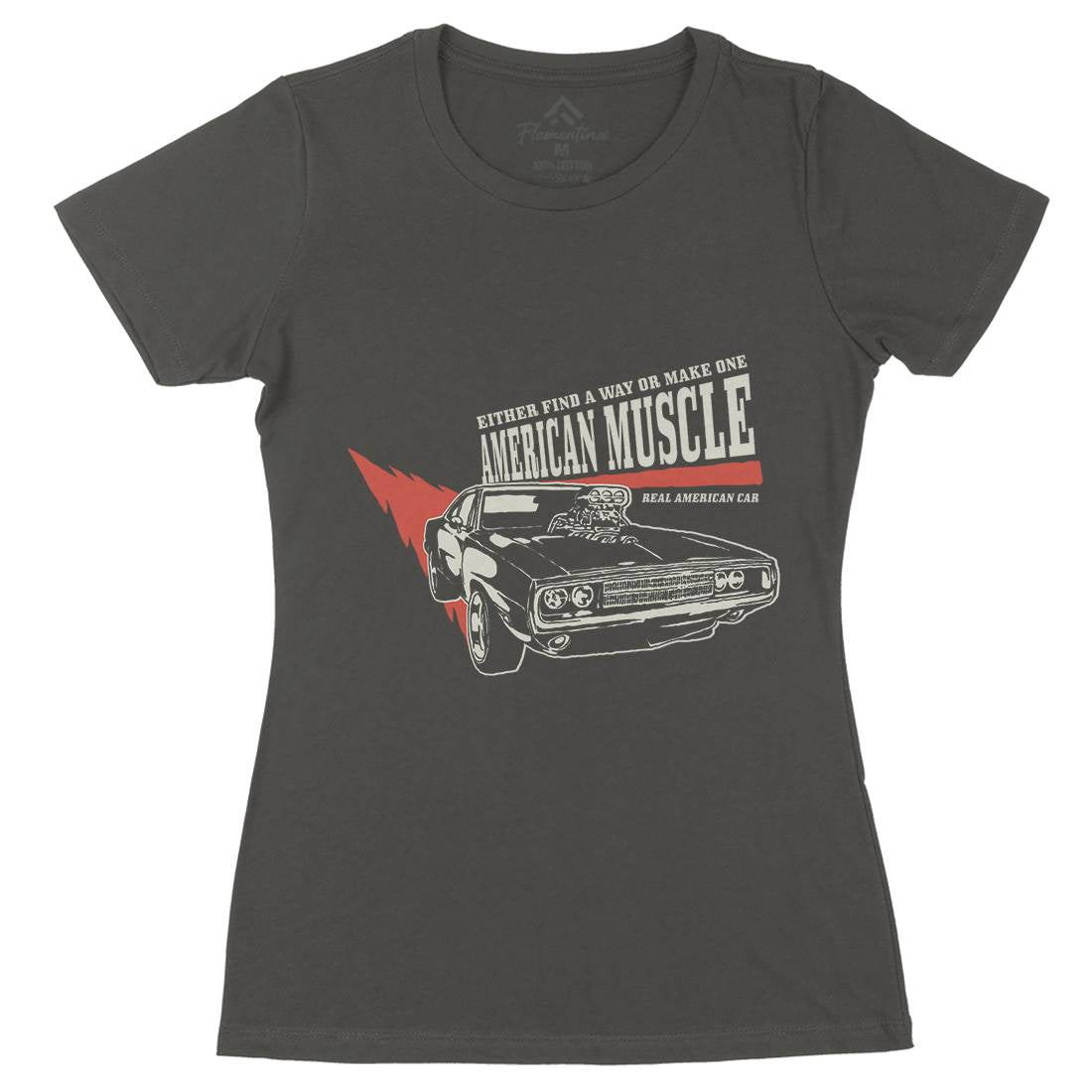 American Muscle Womens Organic Crew Neck T-Shirt Cars A402