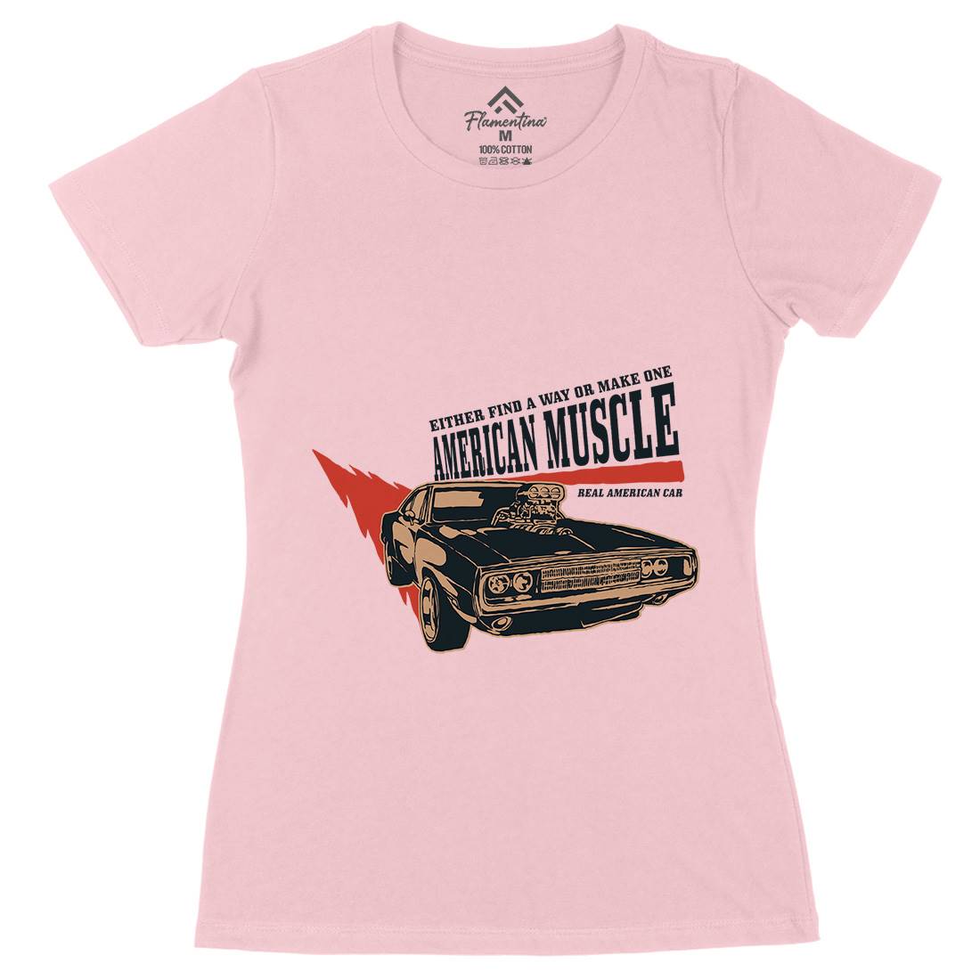 American Muscle Womens Organic Crew Neck T-Shirt Cars A402