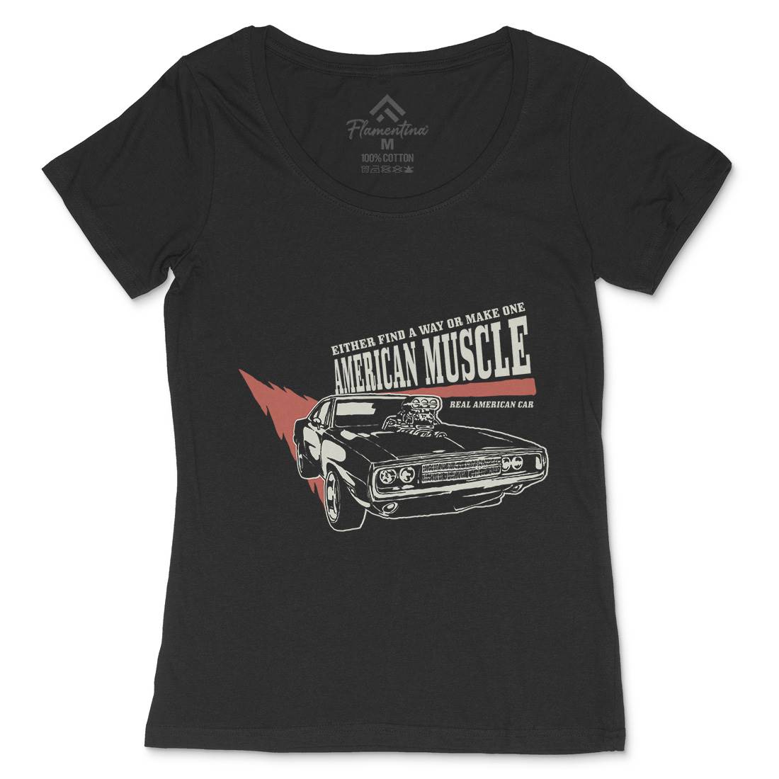 American Muscle Womens Scoop Neck T-Shirt Cars A402