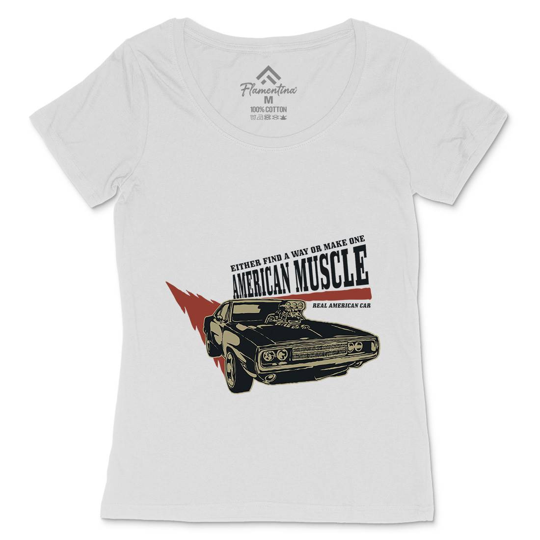 American Muscle Womens Scoop Neck T-Shirt Cars A402