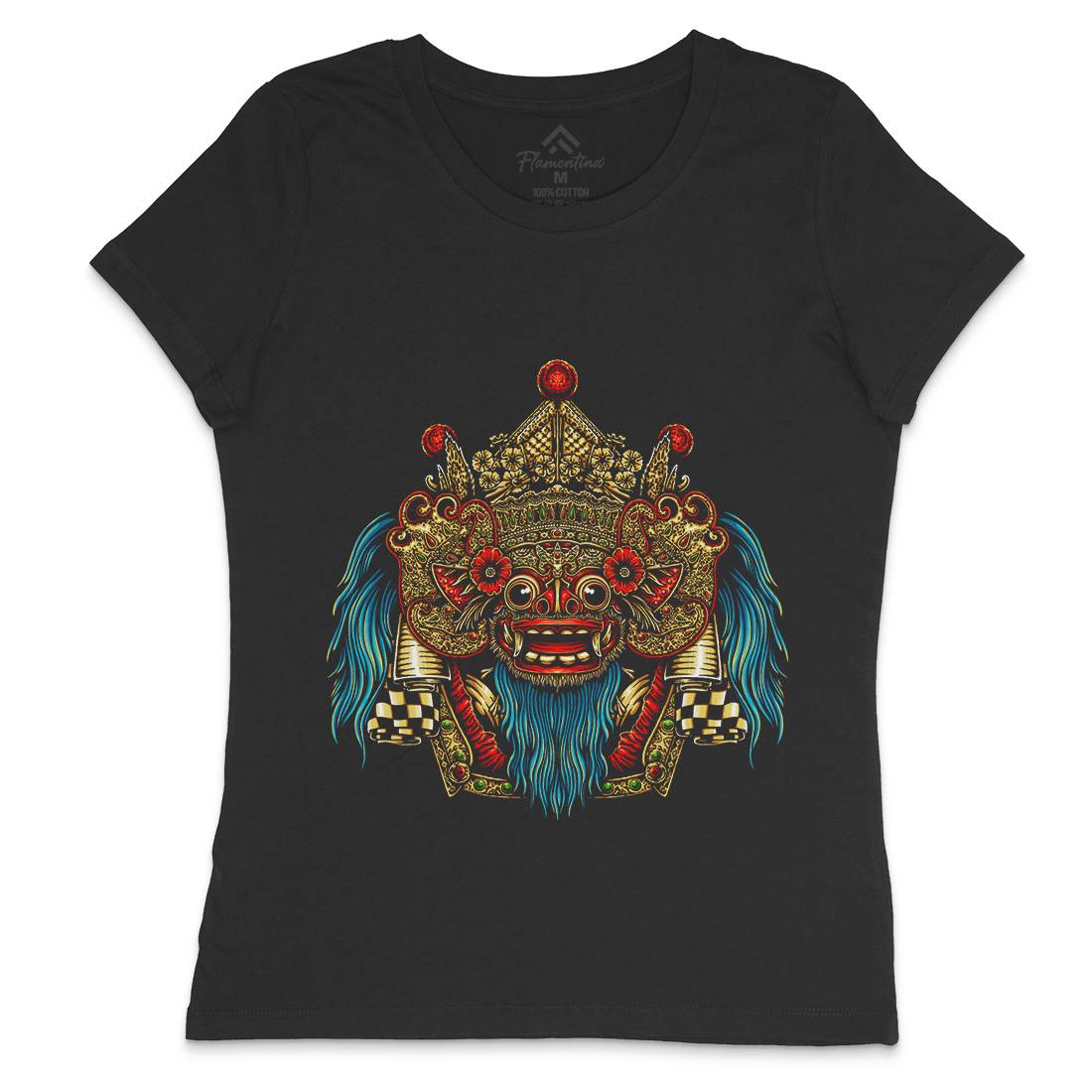 Barong Mask Womens Crew Neck T-Shirt Religion A403