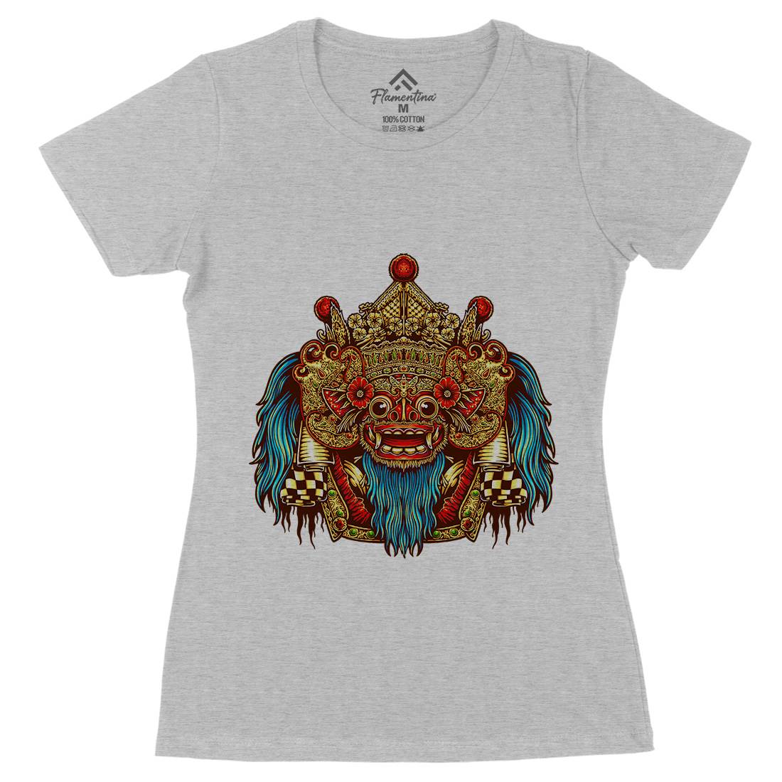 Barong Mask Womens Organic Crew Neck T-Shirt Religion A403