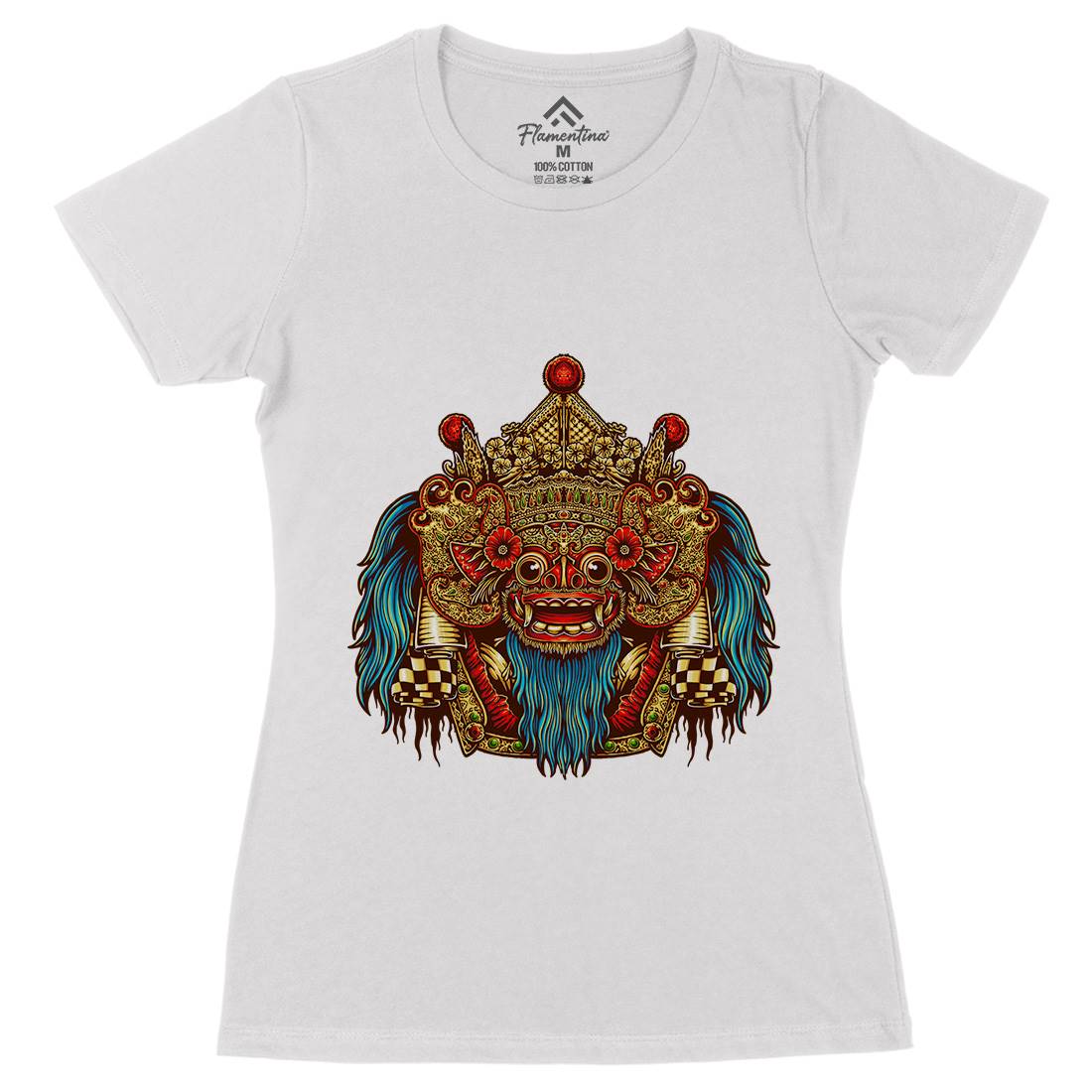 Barong Mask Womens Organic Crew Neck T-Shirt Religion A403