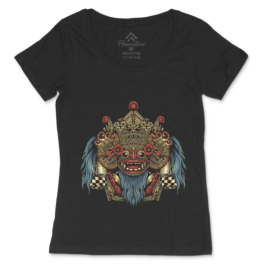 Barong Mask Womens Scoop Neck T-Shirt Religion A403