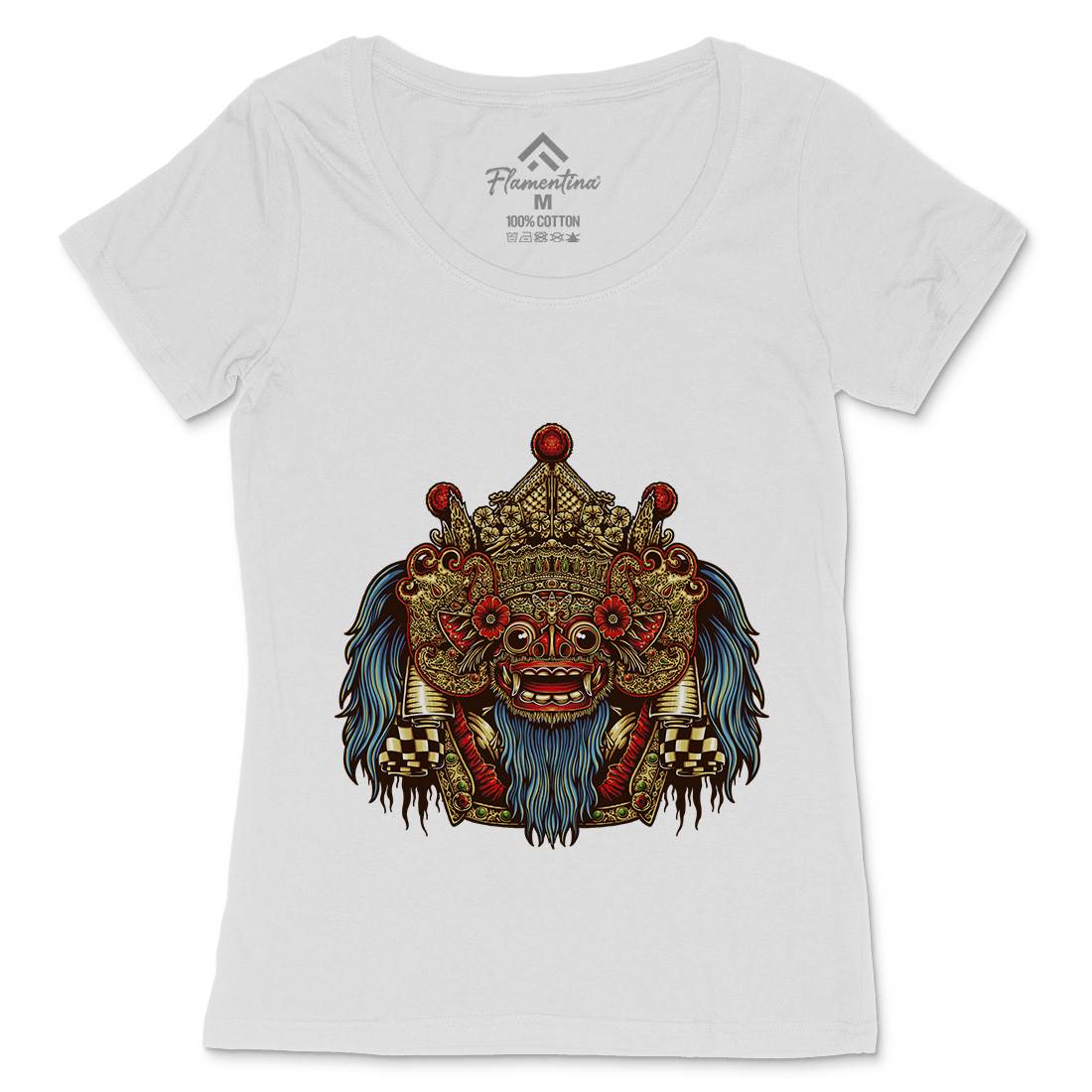 Barong Mask Womens Scoop Neck T-Shirt Religion A403