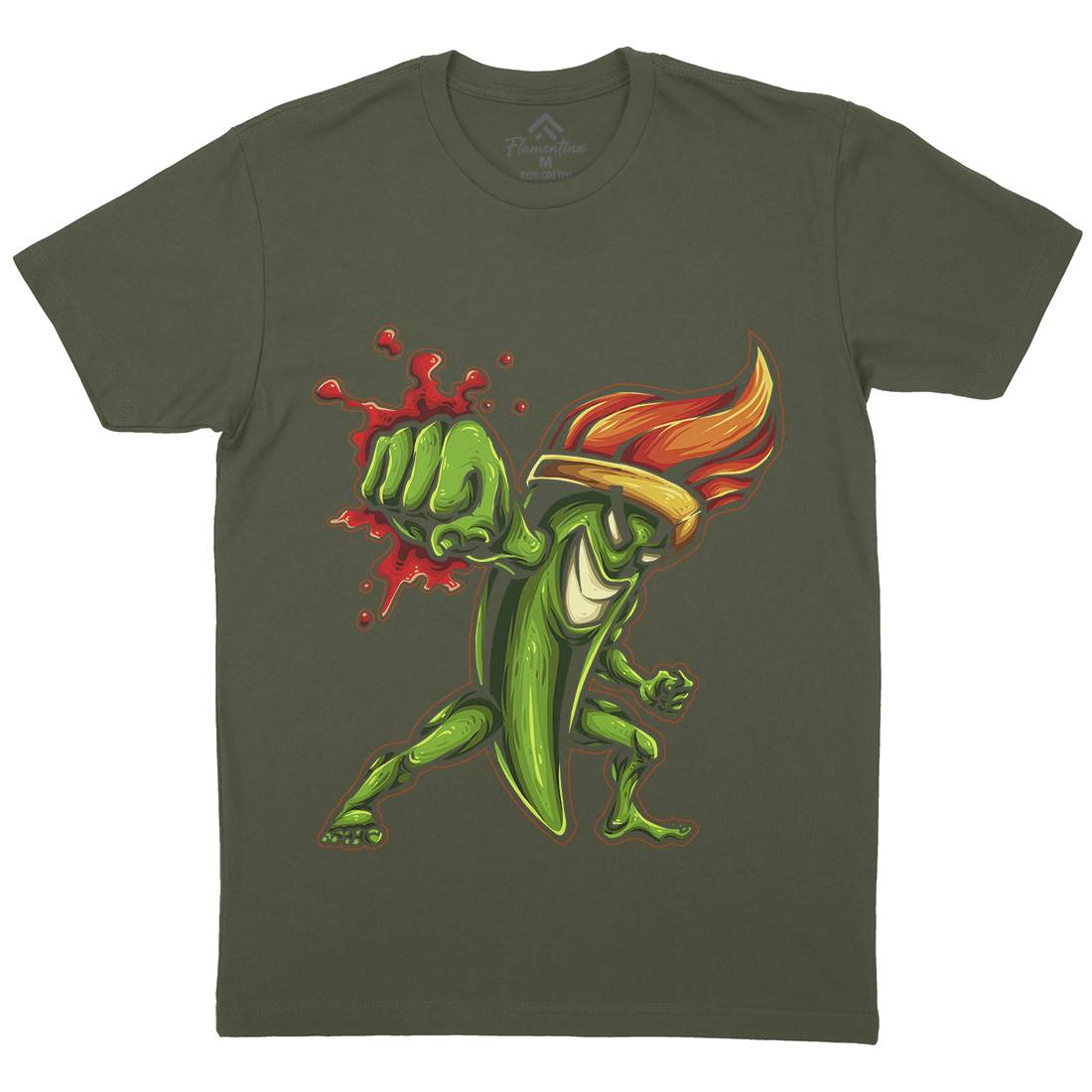 Brush Fighter Mens Organic Crew Neck T-Shirt Art A405