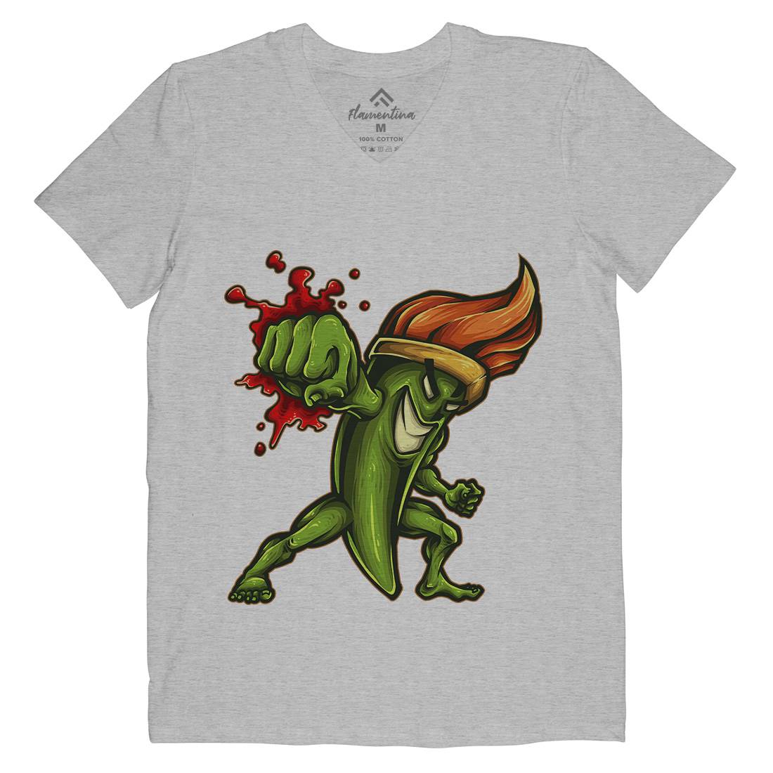 Brush Fighter Mens Organic V-Neck T-Shirt Art A405