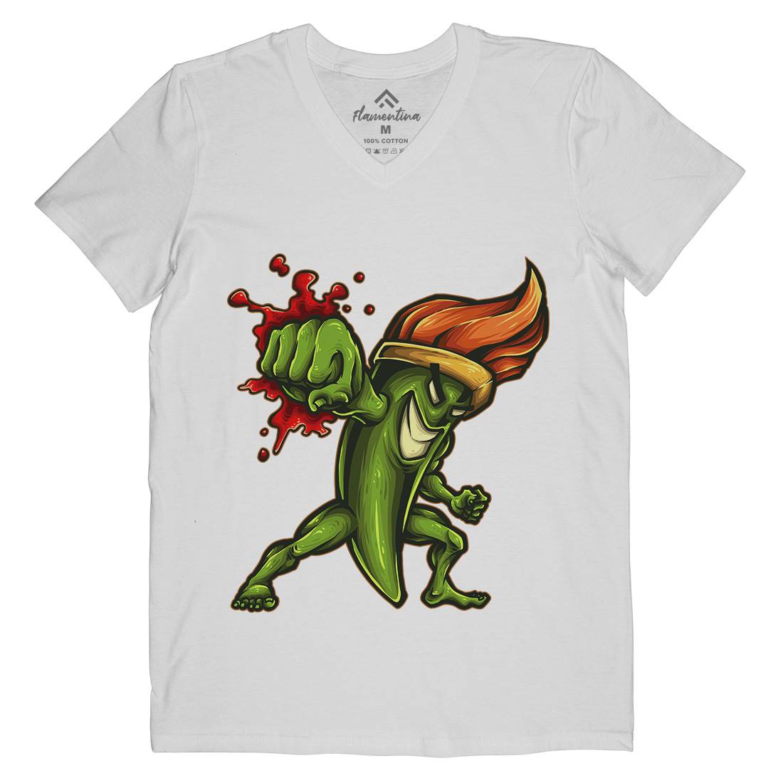 Brush Fighter Mens Organic V-Neck T-Shirt Art A405
