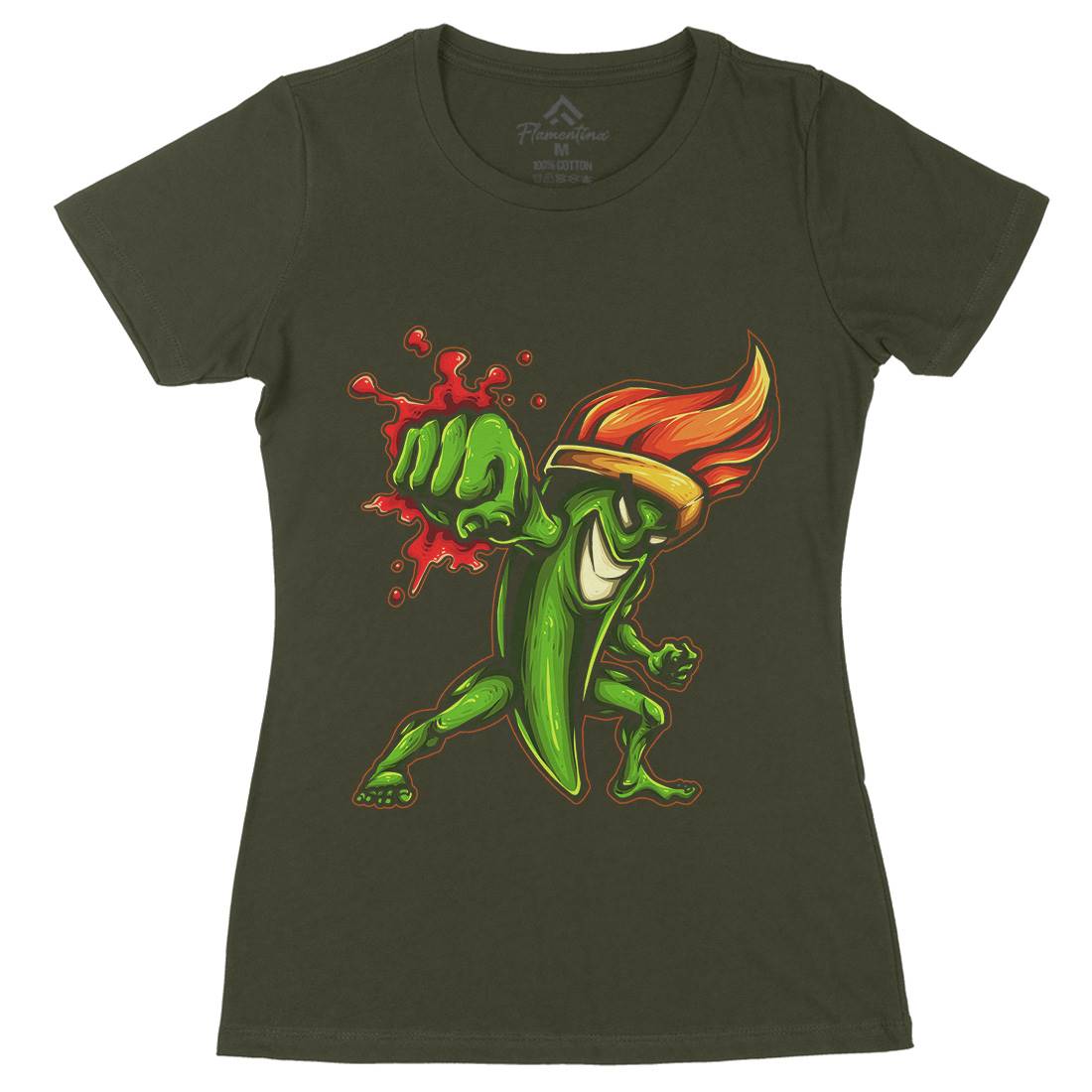 Brush Fighter Womens Organic Crew Neck T-Shirt Art A405