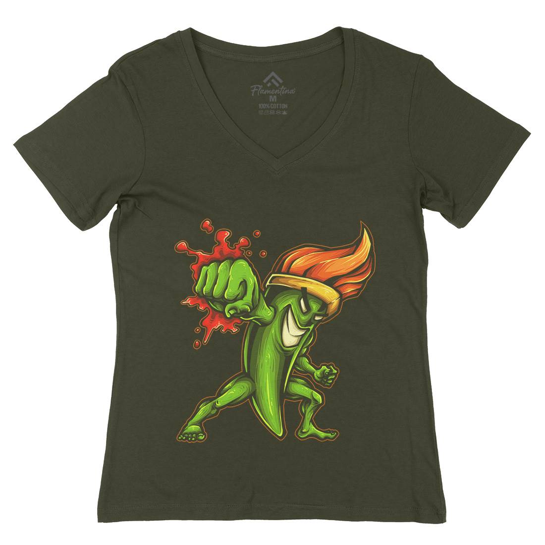 Brush Fighter Womens Organic V-Neck T-Shirt Art A405