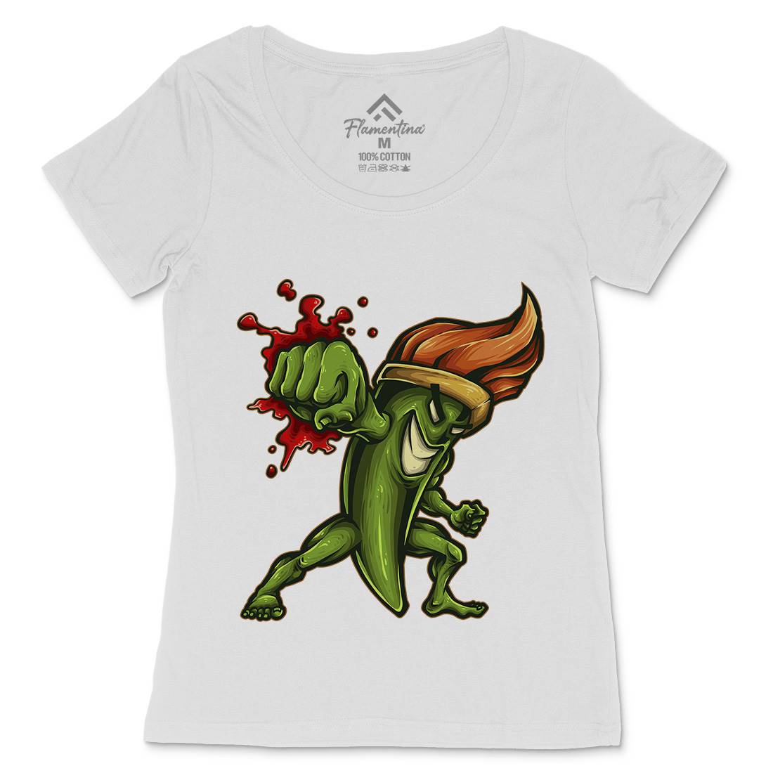 Brush Fighter Womens Scoop Neck T-Shirt Art A405