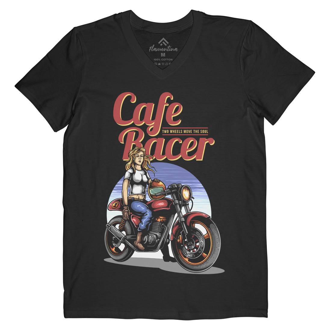 Cafe Racer Mens Organic V-Neck T-Shirt Motorcycles A407