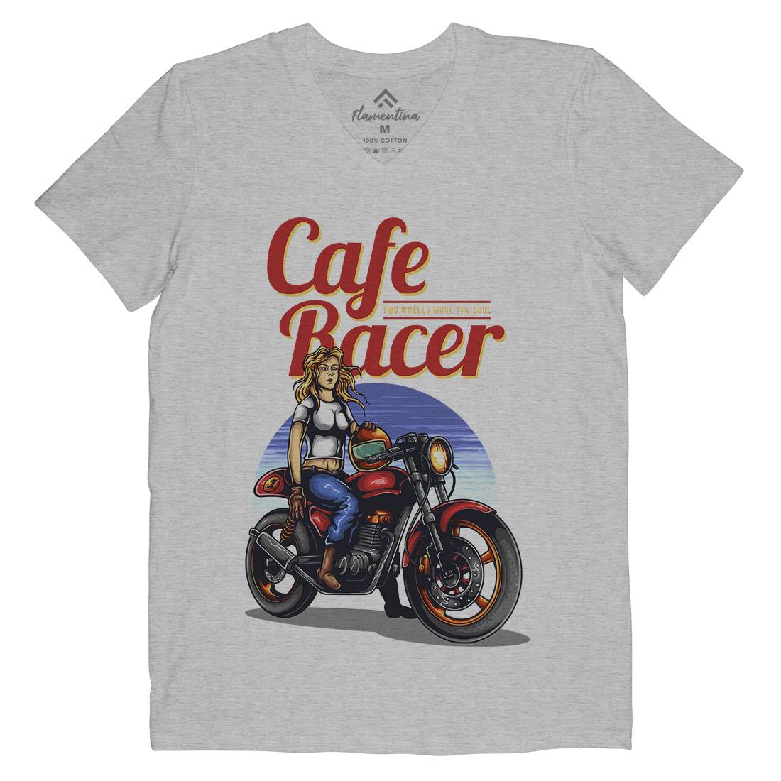 Cafe Racer Mens V-Neck T-Shirt Motorcycles A407
