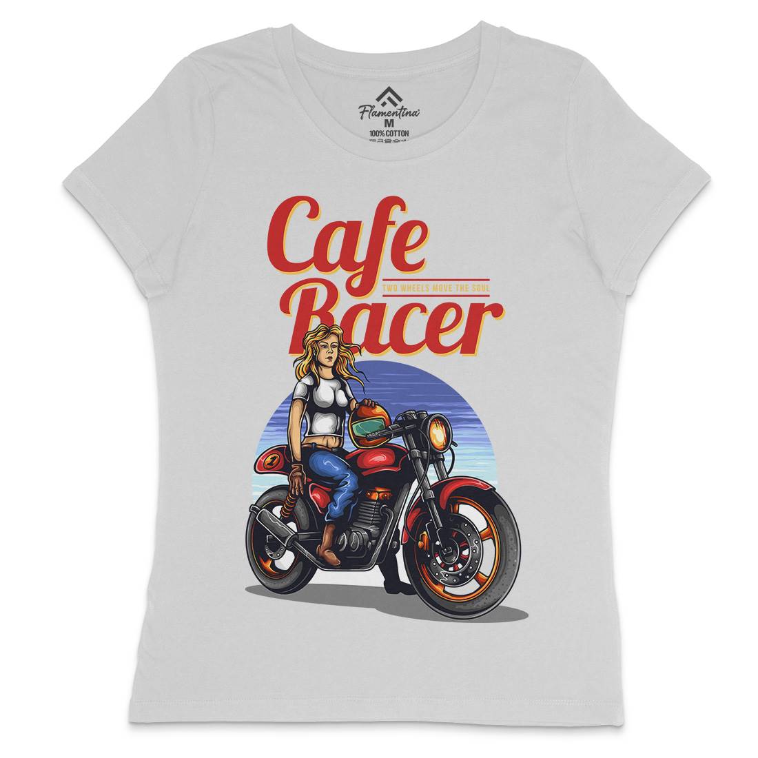 Cafe Racer Womens Crew Neck T-Shirt Motorcycles A407
