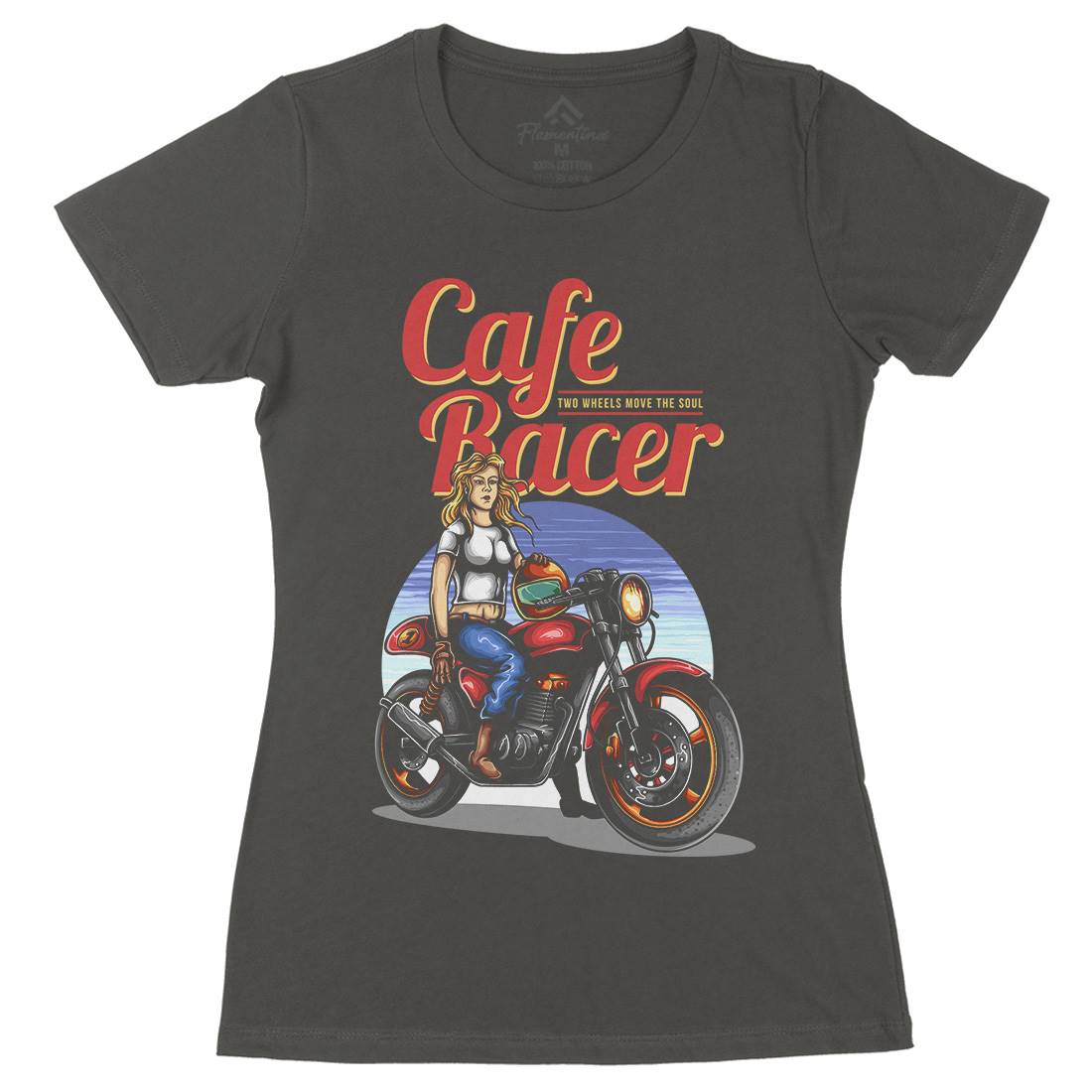 Cafe Racer Womens Organic Crew Neck T-Shirt Motorcycles A407