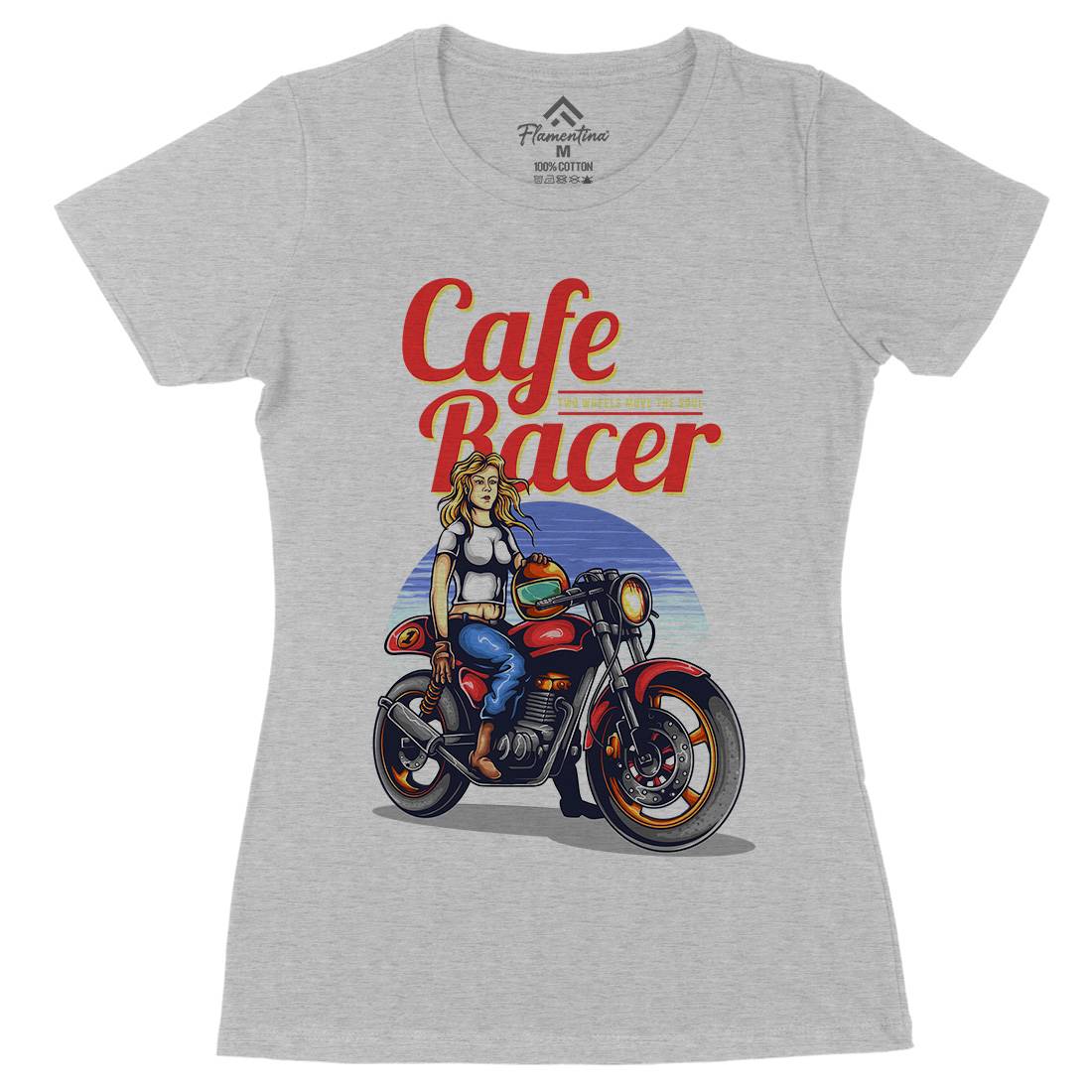 Cafe Racer Womens Organic Crew Neck T-Shirt Motorcycles A407