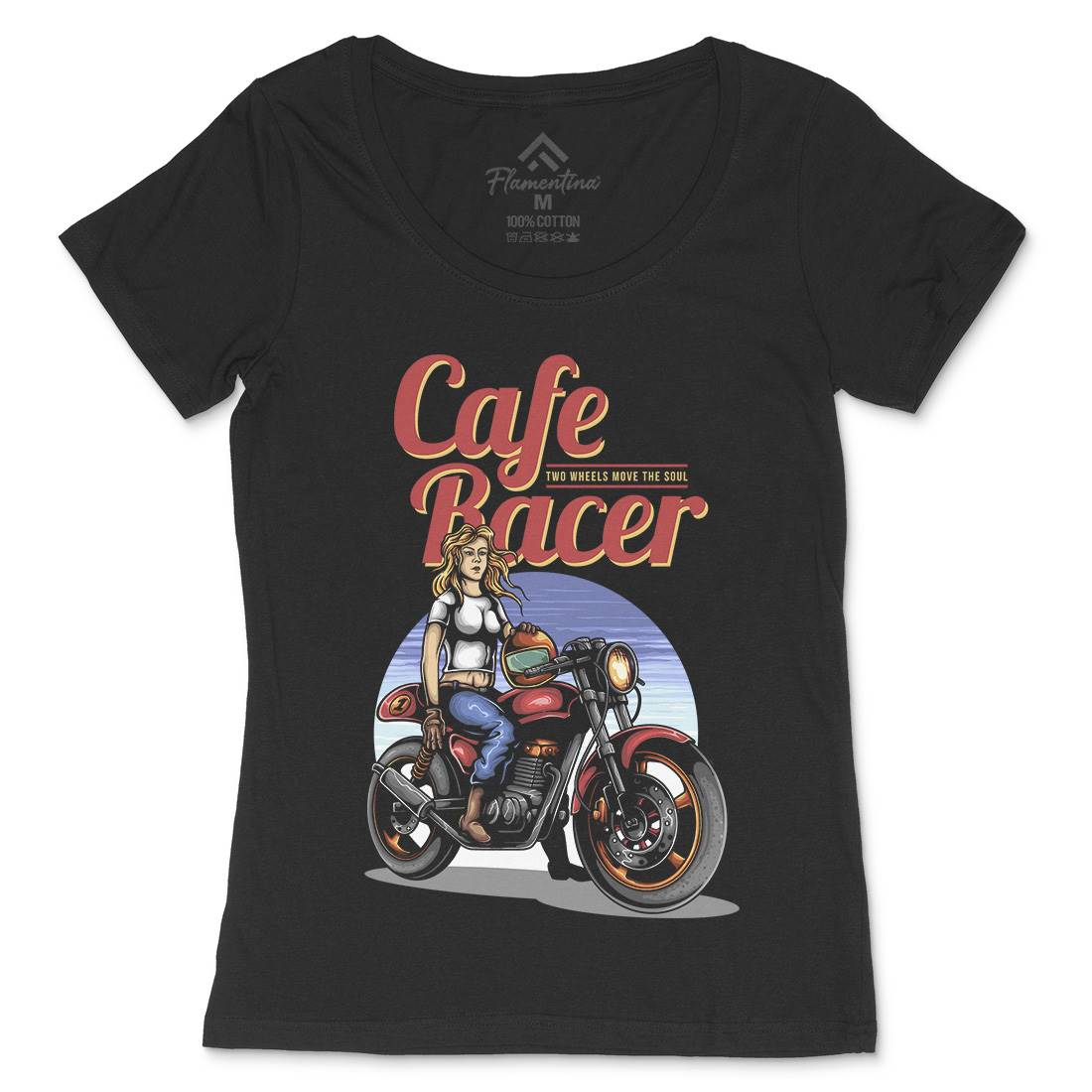 Cafe Racer Womens Scoop Neck T-Shirt Motorcycles A407