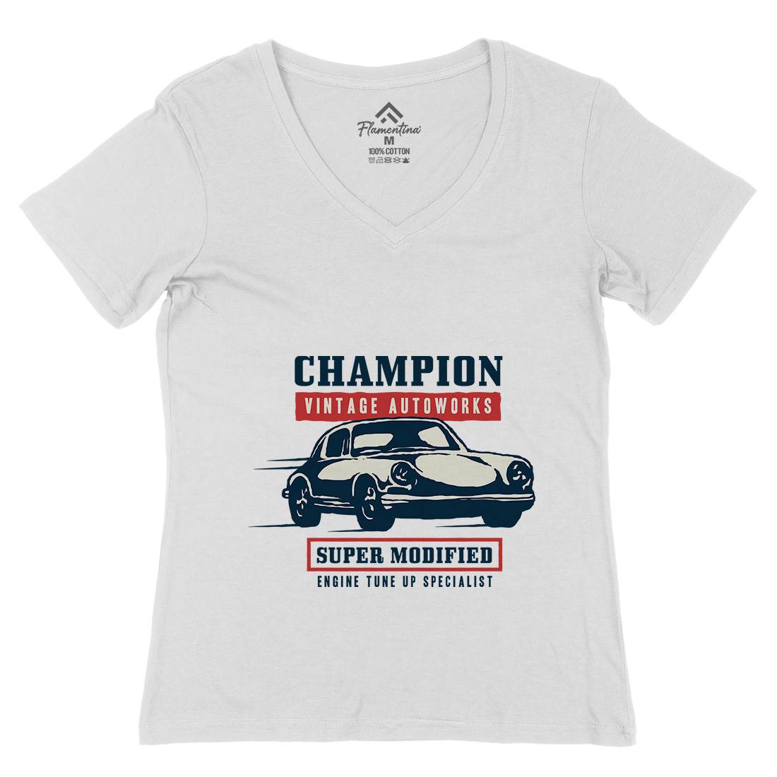 Classic Race Womens Organic V-Neck T-Shirt Cars A411