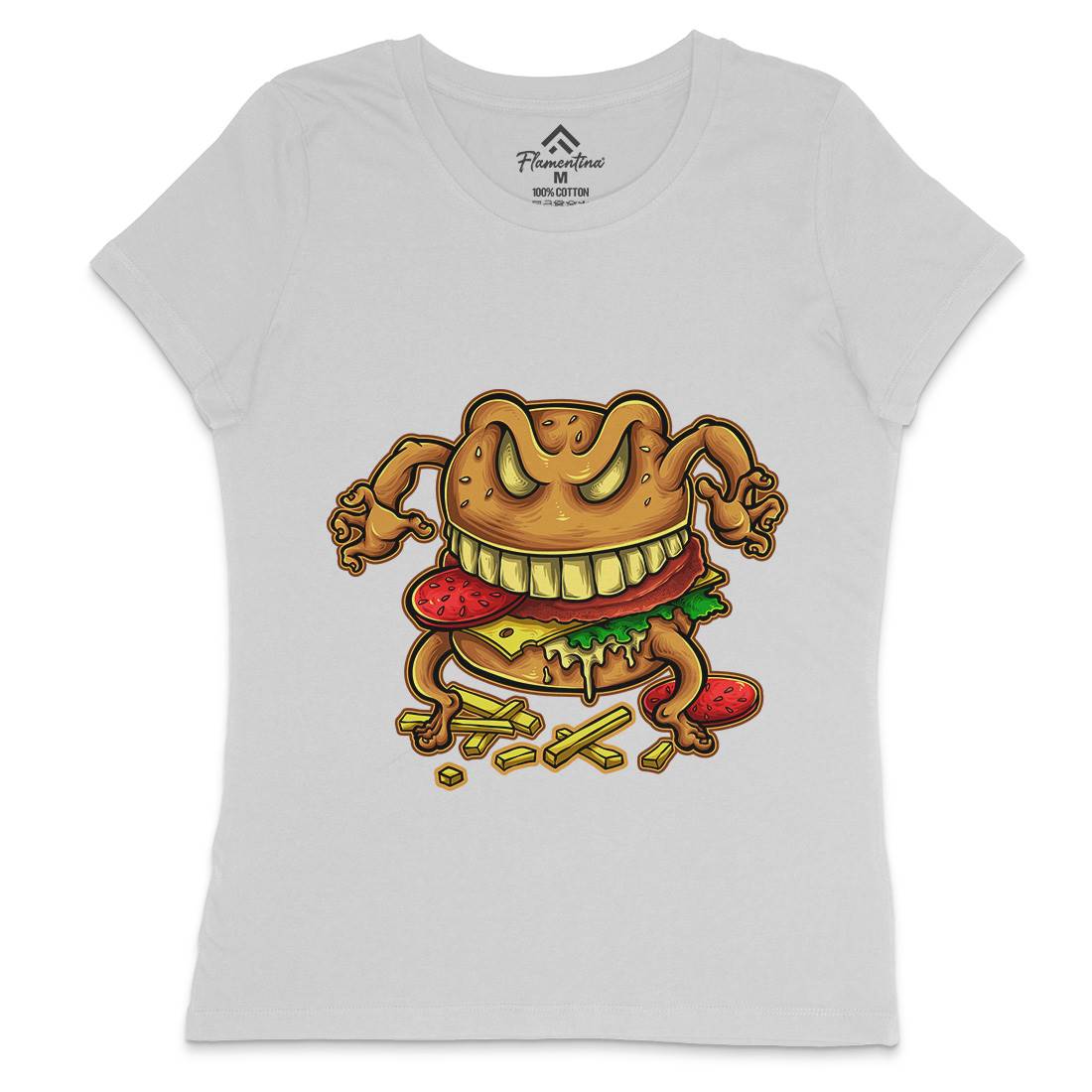 Curse Of The Burger Womens Crew Neck T-Shirt Food A412