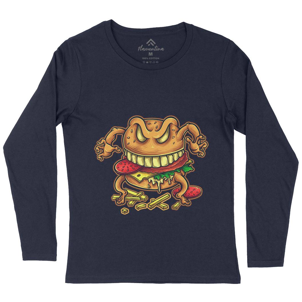 Curse Of The Burger Womens Long Sleeve T-Shirt Food A412