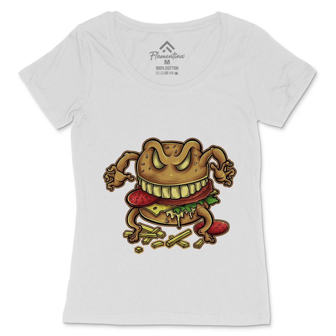 Curse Of The Burger Womens Scoop Neck T-Shirt Food A412