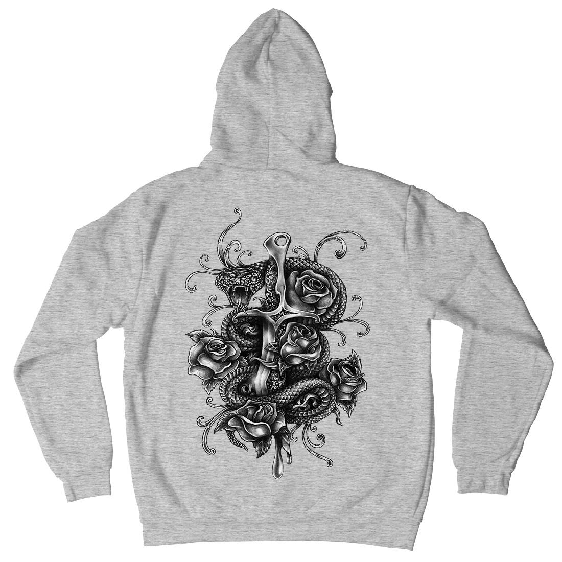 Dagger And Snake Mens Hoodie With Pocket Tattoo A413