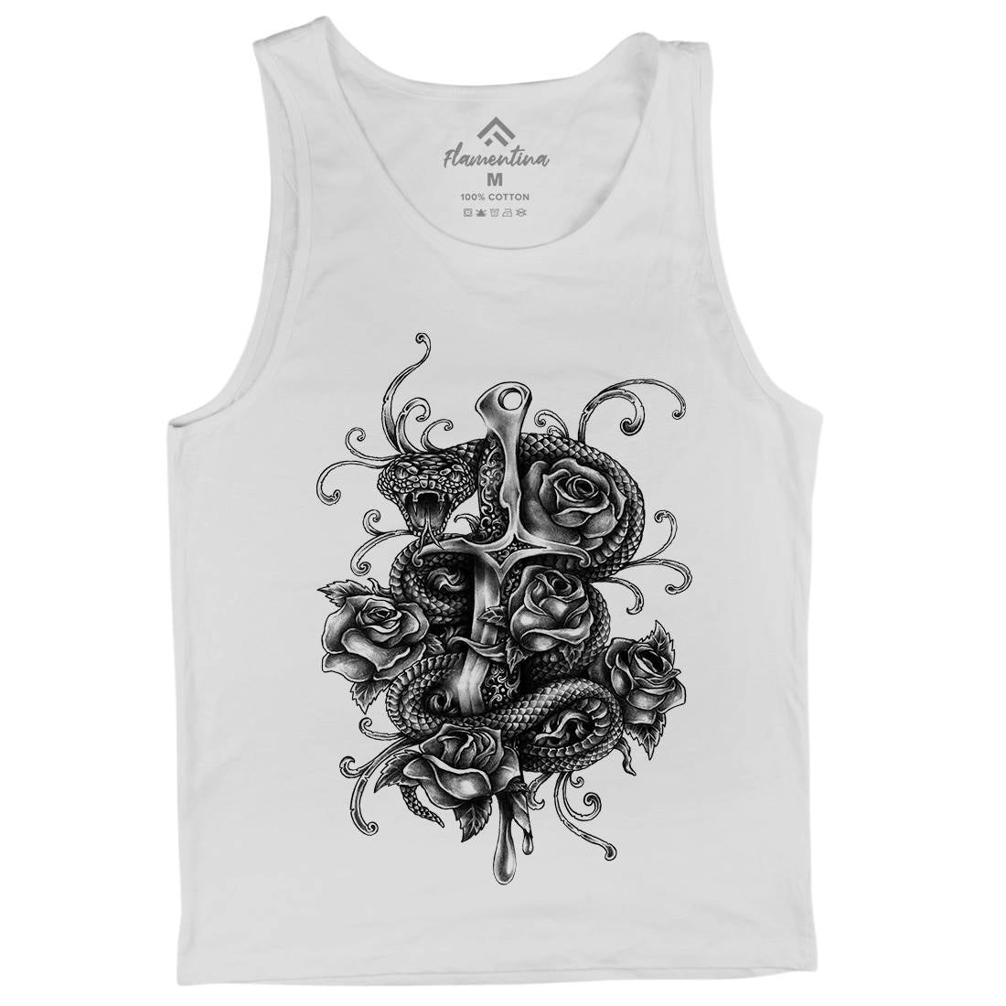 Dagger And Snake Mens Tank Top Vest Tattoo A413