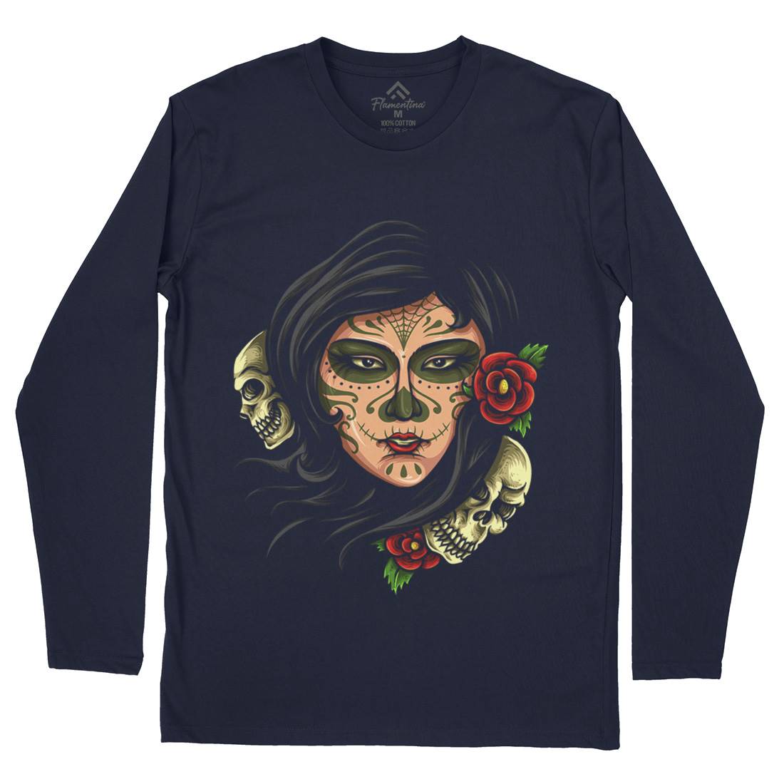 Day Of The Dead Mens Long Sleeve T-Shirt Retro A414