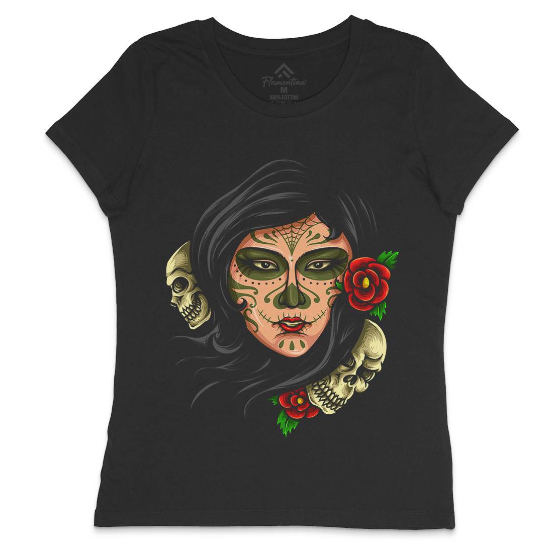 Day Of The Dead Womens Crew Neck T-Shirt Retro A414