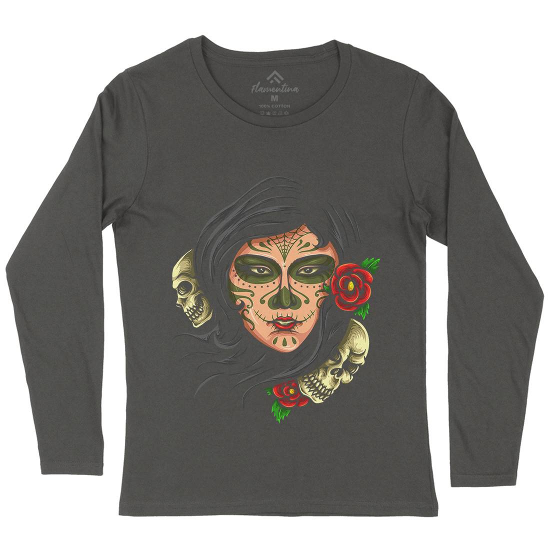 Day Of The Dead Womens Long Sleeve T-Shirt Retro A414