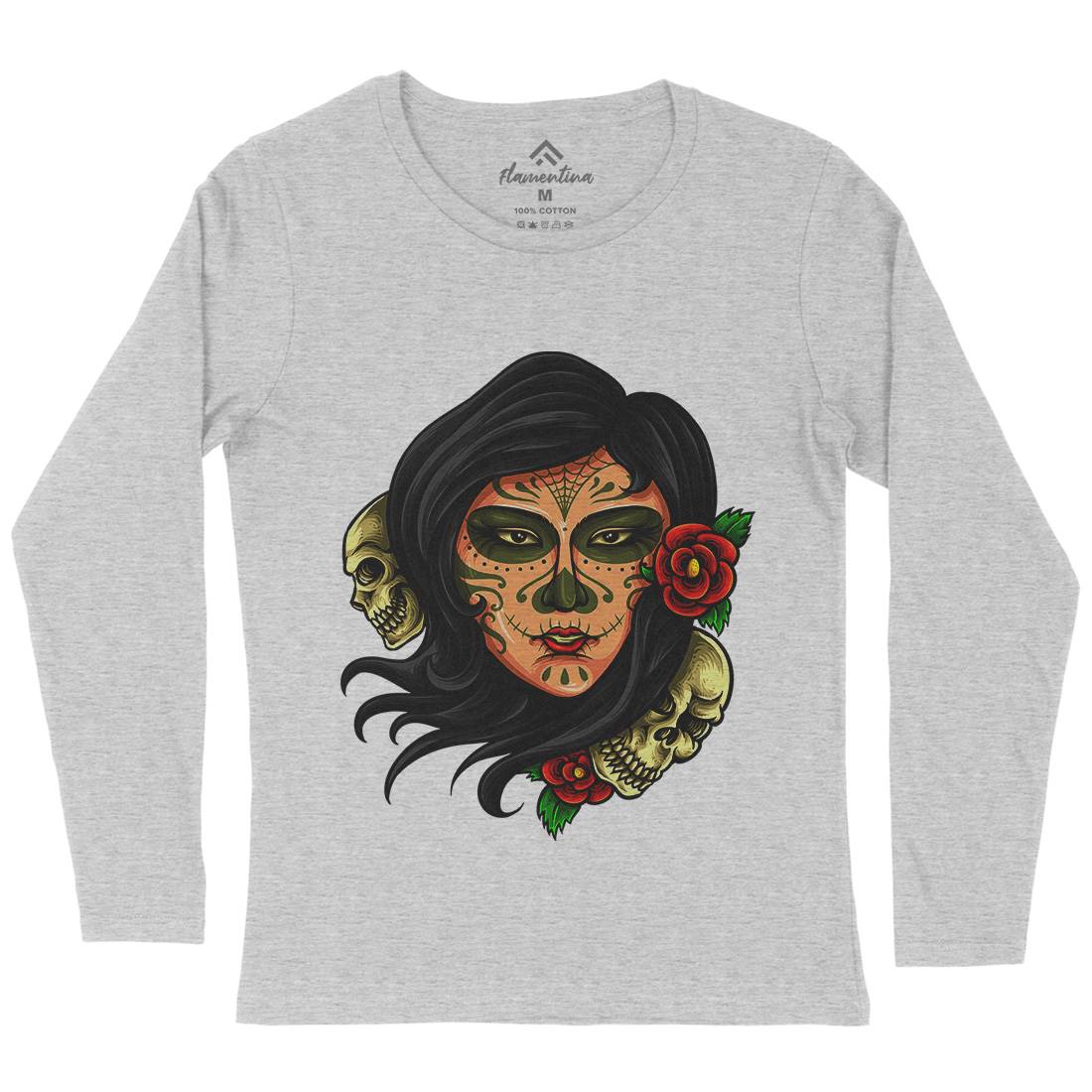 Day Of The Dead Womens Long Sleeve T-Shirt Retro A414